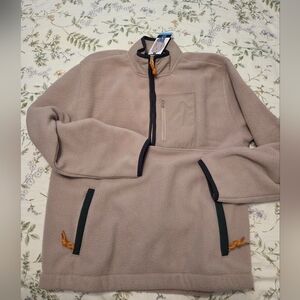 GAP Beige Fleece Half-Zip with Dark Trim